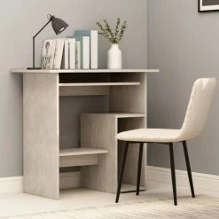 Bureau 80x45x74 Cm Aggloméré Gris Béton VidaXL