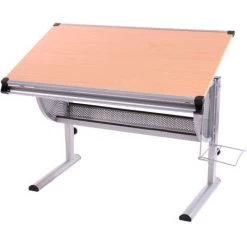 HHG Bureau D'enfant OXFORD, Réglable En Hauteur, Inclinable ~ Nature, Hêtre