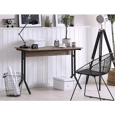 BELIANI Bureau Effet Bois Foncé 120 X 48 Cm - Bois Foncé 4 BELIANI Bureau Effet Bois Foncé 120 X 48 Cm - Bois Foncé – Image 2