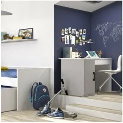 Bureau Ugo Gris Avec Caisson De Rangement Et Tiroir - Fabrication Française - Calicosy - Gris -France Bureau Soldes 2022 19294274 2