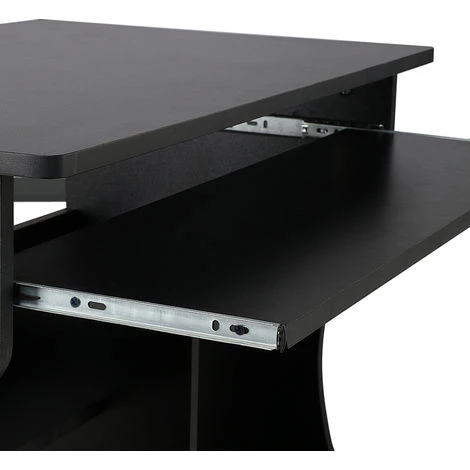 Yaheetech Meuble Bureau Informatique Pour Ordinateur à Roulettes Avec Grand Support Clavier Coulissant 4 étagères Noir 5 Yaheetech Meuble Bureau Informatique Pour Ordinateur à Roulettes Avec Grand Support Clavier Coulissant 4 étagères Noir – Image 3