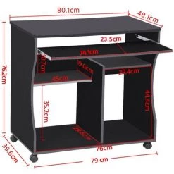 Yaheetech Meuble Bureau Informatique Pour Ordinateur à Roulettes Avec Grand Support Clavier Coulissant 4 étagères Noir 11 Yaheetech Meuble Bureau Informatique Pour Ordinateur à Roulettes Avec Grand Support Clavier Coulissant 4 étagères Noir -France Bureau Soldes 2022 19380710 5