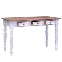 VidaXL Bureau Avec Tiroirs Bois De Récupération Massif 117x57x75 Cm Blanc - Blanc -France Bureau Soldes 2022 19404565 3