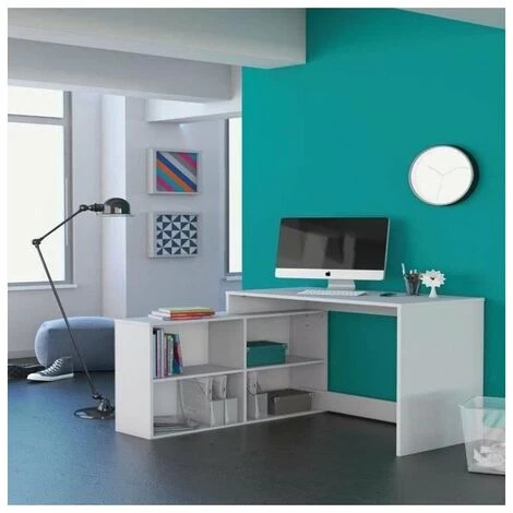 DEMEYERE NAGANO Bureau D'angle Contemporain Blanc Mat - L 111,9 Cm 4 DEMEYERE NAGANO Bureau D'angle Contemporain Blanc Mat - L 111,9 Cm – Image 2