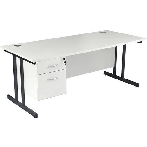 CERTEO Bureau Rectangulaire Deluxe Avec 3 Tiroirs | Piétement En C | LxP 1400 X 800 Mm | Pieds Graphite | Hêtre | Karbon K3 4 CERTEO Bureau Rectangulaire Deluxe Avec 3 Tiroirs | Piétement En C | LxP 1400 X 800 Mm | Pieds Graphite | Hêtre | Karbon K3 – Image 2
