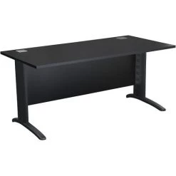 Bureau Rectangulaire Avec Passe-câbles | LxPxH 1400 X 800 X 730 Mm | Pieds Noirs | Noir | Karbon K5 | Certeo - Noir