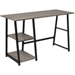 YOUTHUP Bureau D'ordinateur Bureau Pour élèves Avec 2 étagères Gris Et Chêne - Gris