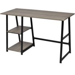 YOUTHUP Bureau D'ordinateur Bureau Pour élèves Avec 2 étagères Gris Et Chêne - Gris -France Bureau Soldes 2022 19510161 3