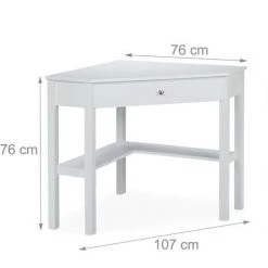 Relaxdays Bureau D’angle, étagère Et Tiroir, Peu Encombrant, Chambre De Travail,style Campagnard,HlP: 76x107x72 Cm,blanc -France Bureau Soldes 2022 19576964 4