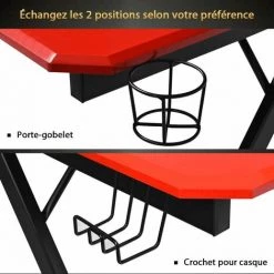 COSTWAY Bureau De Jeu Bureau Gamer Surface En Fibre De Carbone 120 X 60 X 76CM Avec Porte-gobelet, Crochet Pour Ecouteurs Et Supports Audio Noir Et Rouge 10 COSTWAY Bureau De Jeu Bureau Gamer Surface En Fibre De Carbone 120 X 60 X 76CM Avec Porte-gobelet, Crochet Pour Ecouteurs Et Supports Audio Noir Et Rouge -France Bureau Soldes 2022 19625271 4