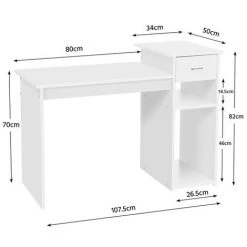 Yaheetech Bureau Informatique Avec Tiroir 112 X 50 X 82 Cm Meuble De Bureau Modern Pour Ordinateur Table Informatique De PC Pour étude Chambre Blanc - Blanc -France Bureau Soldes 2022 19698935 3