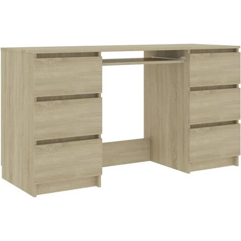 VidaXL Bureau 140x50x77 Cm Aggloméré Chêne Sonoma - Brun 4 VidaXL Bureau 140x50x77 Cm Aggloméré Chêne Sonoma - Brun – Image 2