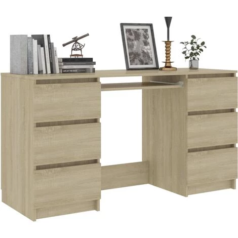 VidaXL Bureau 140x50x77 Cm Aggloméré Chêne Sonoma - Brun 5 VidaXL Bureau 140x50x77 Cm Aggloméré Chêne Sonoma - Brun – Image 3
