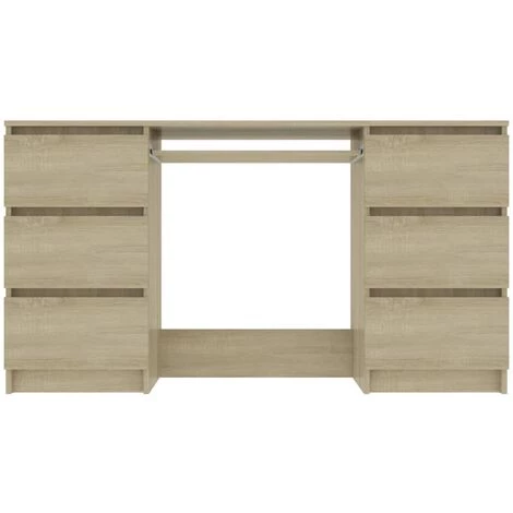 VidaXL Bureau 140x50x77 Cm Aggloméré Chêne Sonoma - Brun 6 VidaXL Bureau 140x50x77 Cm Aggloméré Chêne Sonoma - Brun – Image 4