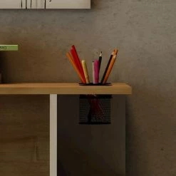 HOMEMANIA Bureau Basil Wood- Table - Avec Etagere, Etageres - Bureau, Etude, Chambre -Chene, Blanc En Penneau De Particules, 90 X 50 X 72 Cm -France Bureau Soldes 2022 19715359 4