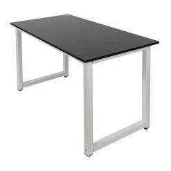 WILTEC Table De Bureau 120x60x70cm Couleur Noire MDF & Fer Pieds Ajustables Salle à Manger Ordinateur