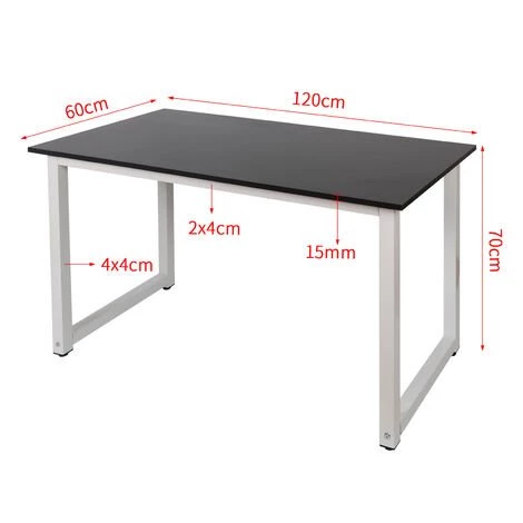 WILTEC Table De Bureau 120x60x70cm Couleur Noire MDF & Fer Pieds Ajustables Salle à Manger Ordinateur 7 WILTEC Table De Bureau 120x60x70cm Couleur Noire MDF & Fer Pieds Ajustables Salle à Manger Ordinateur – Image 5