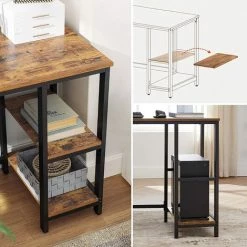 VASAGLE Bureau D’Angle, Table Informatique En Forme De L, Bureau Gamer, Avec Étagère De Rangement, Gain De Place, Montage Facile, Style Industriel, 138 X 138 X 75 Cm, Marron Rustique Et Noir Par SONGMICS LWD72X - Marron Rustique Et Noir -France Bureau Soldes 2022 19824939 4