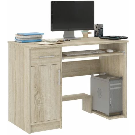 HUCOCO LONDON - Bureau Moderne Informatique D'ordinateur 90x50x73 - Support Clavier Niche Ordinateur PC Tiroir - Mobilier Travail/office - Sonoma 3 HUCOCO LONDON - Bureau Moderne Informatique D'ordinateur 90x50x73 - Support Clavier Niche Ordinateur PC Tiroir - Mobilier Travail/office - Sonoma