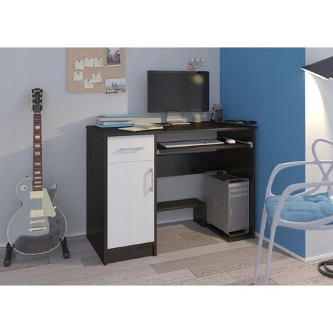 HUCOCO LONDON - Bureau Moderne Informatique D'ordinateur 90x50x73 - Support Clavier Niche Ordinateur PC Tiroir - Mobilier Travail/office - Marron 4 HUCOCO LONDON - Bureau Moderne Informatique D'ordinateur 90x50x73 - Support Clavier Niche Ordinateur PC Tiroir - Mobilier Travail/office - Marron – Image 2