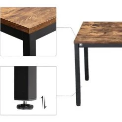 VASAGLE Bureau Informatique, Table D’étude Avec Cadre Stable En Métal, Table Multifonctionnelle Au Bureau, Au Salon, Salle D’étude, Style Industriel, Marron Rustique Par SONGMICS LWD64X - Marron Rustique -France Bureau Soldes 2022 20504774 4