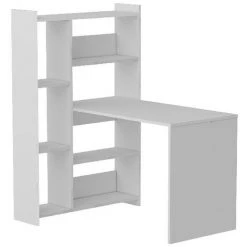 HOMEMANIA Ozmo Bureau Avec Bibliotheque Avec Etageres - Du Salon, De La Chambre A Coucher, Du Bureau, Du Bureau -Blanc En Bois, 118,7 X 91,4 X 140 Cm -France Bureau Soldes 2022 20836035 3