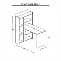 HOMEMANIA Ozmo Bureau Avec Bibliotheque Avec Etageres - Du Salon, De La Chambre A Coucher, Du Bureau, Du Bureau -Blanc En Bois, 118,7 X 91,4 X 140 Cm -France Bureau Soldes 2022 20836035 4