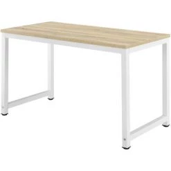 [en.casa] Bureau Réglable Poste De Travail Table De Bureau Panneau De Fibre De Bois Mélaminé et Acier Revêtu Par Poudre Couleur Chêne Et Blanc 75 X 120 X 60 Cm -France Bureau Soldes 2022 20889900 3