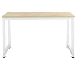 [en.casa] Bureau Réglable Poste De Travail Table De Bureau Panneau De Fibre De Bois Mélaminé et Acier Revêtu Par Poudre Couleur Chêne Et Blanc 75 X 120 X 60 Cm -France Bureau Soldes 2022 20889900 4
