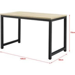 [en.casa] Bureau Réglable Poste De Travail Table De Bureau Panneau De Fibre De Bois Mélaminé et Acier Revêtu Par Poudre Couleur Chêne Et Noir 75 X 120 X 60 Cm -France Bureau Soldes 2022 20889902 5