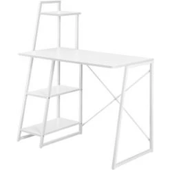 [en.casa] Bureau Avec Etagères De Rangement Poste De Travail Table De Bureau Panneau De Fibre De Bois Mélaminé et Métal Revêtu Par Poudre Blanc 117 X 102 X 50 Cm -France Bureau Soldes 2022 20889903 3
