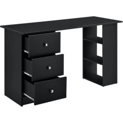 Bureau Avec 3 Tiroirs Lemberg 120x49x72cm Noir [en.casa] -France Bureau Soldes 2022 20889913 3