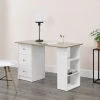 Bureau Avec 3 Tiroirs Lemberg 120x49x72cm Blanc Et Effet Chêne [en.casa] -France Bureau Soldes 2022 20889916 1