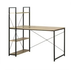 CASAME Bureau L120cm Avec 4 étagères Style Industriel - Casâme - Bois Clair