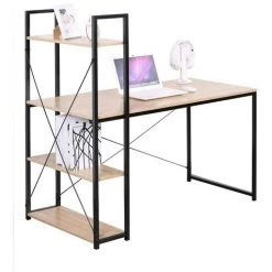 CASAME Bureau L120cm Avec 4 étagères Style Industriel - Casâme - Bois Clair -France Bureau Soldes 2022 20983833 4