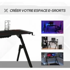 HOMCOM Bureau Gaming Bureau Gamer Bureau Informatique Bracket Support Casque Porte-gobelet Et Tapis Souris Fournis Métal MDF Noir Rouge 10 HOMCOM Bureau Gaming Bureau Gamer Bureau Informatique Bracket Support Casque Porte-gobelet Et Tapis Souris Fournis Métal MDF Noir Rouge -France Bureau Soldes 2022 21521155 4