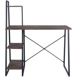 URBAN MEUBLE Bureau à étagères Intégrées Au Style Industriel Graphique Noir Et Bois -France Bureau Soldes 2022 21568685 3