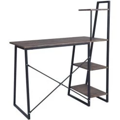 URBAN MEUBLE Bureau à étagères Intégrées Au Style Industriel Graphique Noir Et Bois -France Bureau Soldes 2022 21568685 4