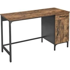 VASAGLE Bureau, Table, Avec Tiroir Et Placard De Rangement, Pour Bureau, Salon, Chambre, Assemblage Simple, Métal, Style Industriel, Marron Rustique Par SONGMICS LWD51X - Marron Rustique