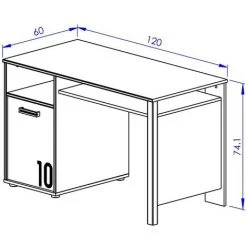 Bureau Avec Une Porte Et Grande Tablette Style Naturel - Fabrication Française - Calicosy - Bois Clair -France Bureau Soldes 2022 21973864 5