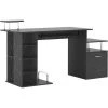 HOMCOM Bureau Pour Ordinateur Table Meuble Pc Informatique En MDF Noir - Noir -France Bureau Soldes 2022 2200708 1