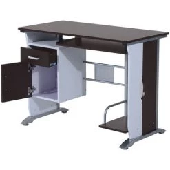 HOMCOM Bureau Informatique Design 100L X 52l X 75h Cm Brun Noir Et Blanc - Marron -France Bureau Soldes 2022 2200710 4