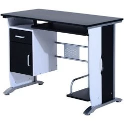 HOMCOM Bureau Informatique Design En Mdf 100 L X 52 I X 75H Cm Noir Et Blanc - Noir