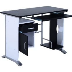 HOMCOM Bureau Informatique Design En Mdf 100 L X 52 I X 75H Cm Noir Et Blanc - Noir -France Bureau Soldes 2022 2200711 4