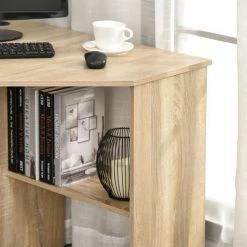 HOMCOM Bureau Informatique Bureau D'angle Contemporain Avec étagères Panneaux Particules Chêne Clair - Beige 11 HOMCOM Bureau Informatique Bureau D'angle Contemporain Avec étagères Panneaux Particules Chêne Clair - Beige -France Bureau Soldes 2022 22133659 5