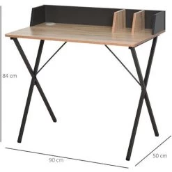 HOMCOM Bureau Secrétaire Style Industriel Dim. 90L X 50l X 84H Cm Châssis Métal Gris Foncé Plateau Panneaux Particules Chêne Clair - Beige 9 HOMCOM Bureau Secrétaire Style Industriel Dim. 90L X 50l X 84H Cm Châssis Métal Gris Foncé Plateau Panneaux Particules Chêne Clair - Beige -France Bureau Soldes 2022 22133738 3