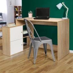 IDMARKET Bureau D'angle BOB Imitation Hêtre Portes Blanches - Blanc -France Bureau Soldes 2022 22796317 3