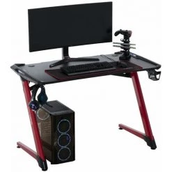 IDIMEX Bureau Gaming RUSH Avec éclairage LED, Support Casque Et Manette De Jeu Avec Port USB, Bureau Pc Gamer Pro En Métal Noir Et Rouge - Noir/rouge 8 IDIMEX Bureau Gaming RUSH Avec éclairage LED, Support Casque Et Manette De Jeu Avec Port USB, Bureau Pc Gamer Pro En Métal Noir Et Rouge - Noir/rouge -France Bureau Soldes 2022 22796568 3