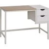 HOMCOM Bureau Pour Ordinateur Informatique Avec 2 Tiroirs 100 X 48 X 75 Cm Blanc - Beige