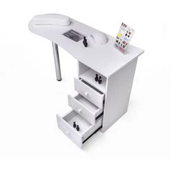 BODYLINE - HEALTH AND MASSAGE Table Manucure Chromée Avec Aspirateur Et Tiroirs Leopard